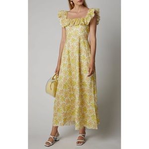 Zimmermann Goldie Ruffle Neck Long Dress in Citrus Floral